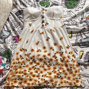 No Boundaries White and Yellow Sunflower Dress